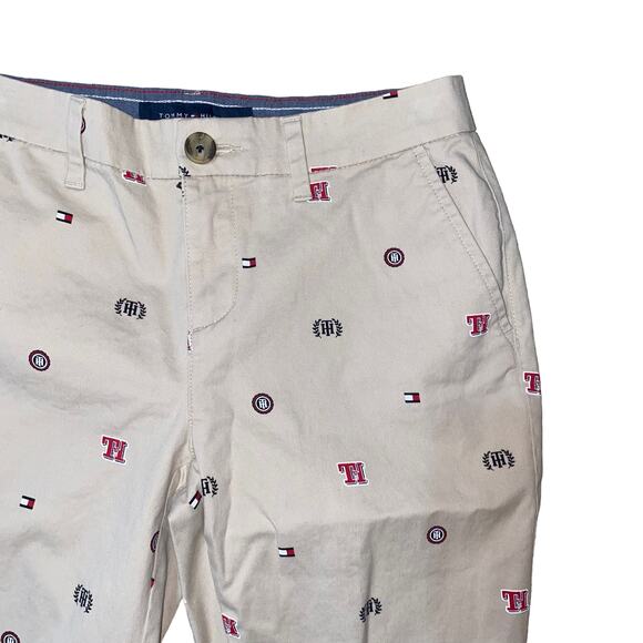 Tommy Hilfiger Khaki Hampton TH Logo All over Print chino pants size 2 - Picture 3 of 8